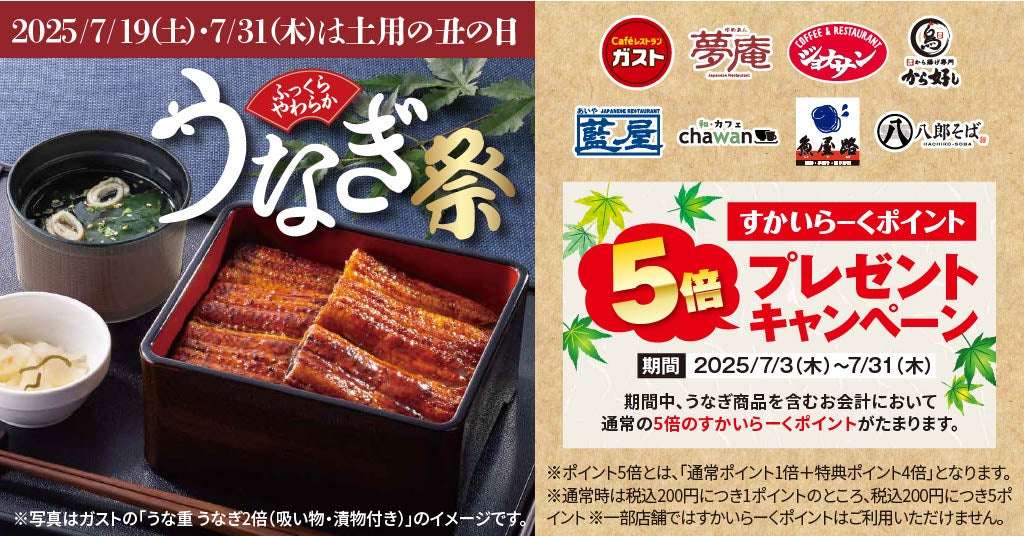 【2025年7月3日〜2025年7月31日】ガスト すかいらーくポイント5倍キャンペーン